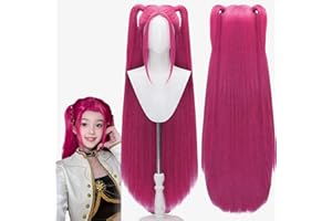 SNUGEASY Pop Singer Costume Cosplay Wig, Long Straight Hot Red Wig for Women, Anime Wigs Halloween Props