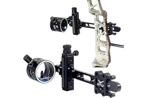 FENJANER Archery Compound Bow Sights - 1 pin or 5 pins Bow Sight with 8X Scope Lens Right Hand No Tools for Quick Adjustment for Outdoor Hunting