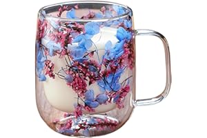 Double Wall Mugs, Glass Coffee Cups, Tea Drinkware Set, Clear Handle Design, for Whiskey Latte Cappuccino Milk Beer Winter Ba