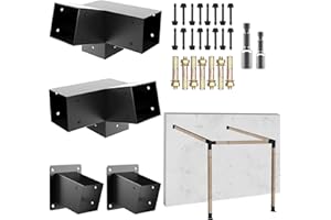 ITeVe.GD 15° Slanted Roof Pergola Brackets Kit,3-Way Right Angled Corner Bracket with Wall Mount Post Base for 4x4 (Actual:3.5"x3.5") Lumber for Outdoor Pergolas,Gazebos,Porchs(4 Pack)…