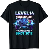 Level 14 Unlocked Awesome Since 2012 14th Birthday Boy Gamer T-Shirt