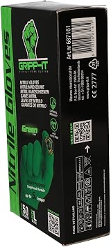 Protecton Gripp-It Nitrile Gloves - Size L - Green - 50 pcs Dispenser Box view 2