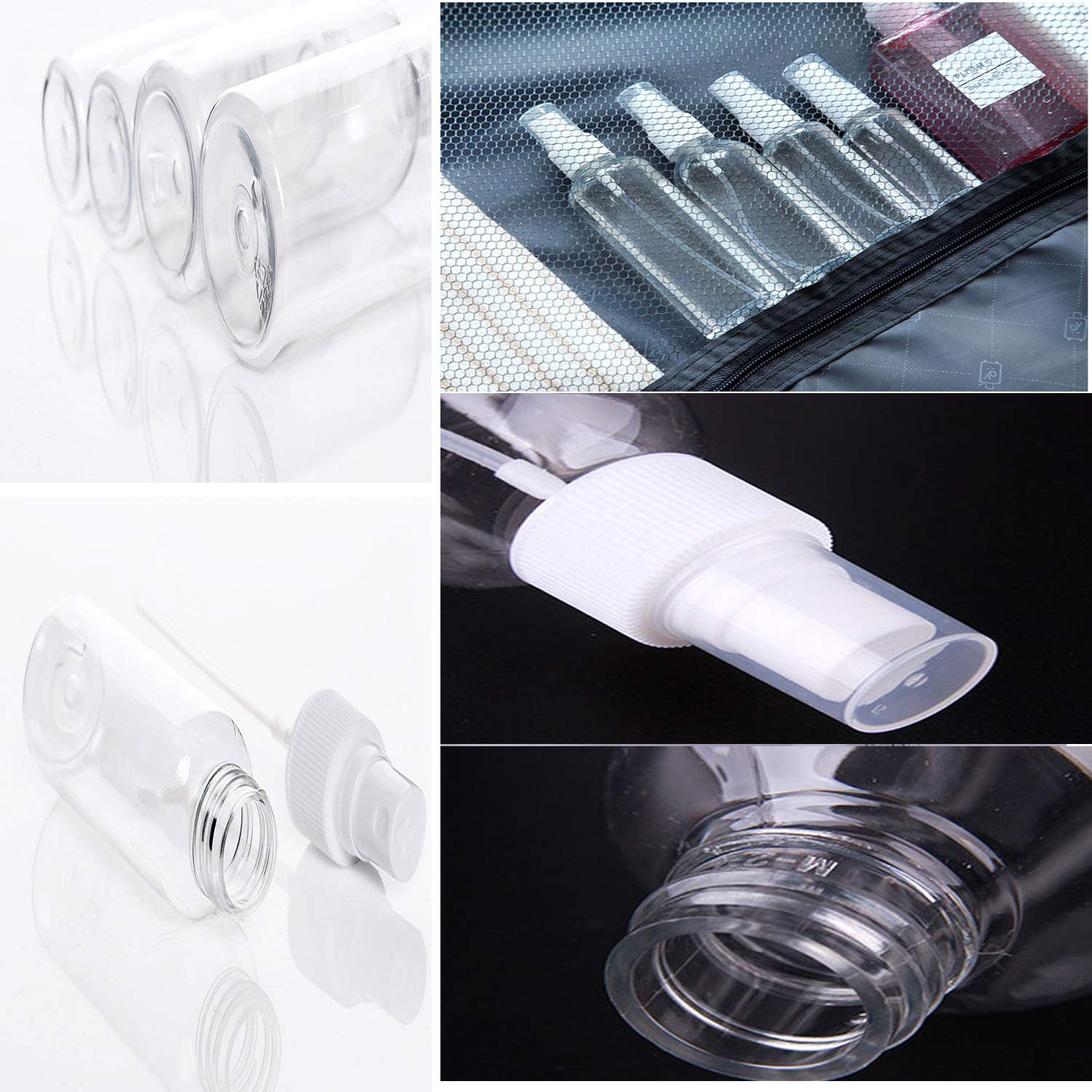 Plastic Spray Bottles Set, 6 Pack 2oz Portable Empty Leak Proof Refillable Clear Fine Mist Mini Travel Bottle for Cleaning, Gardening, Travel, Essential Oils, Cosmetic, Plantys, Perfumes : Beauty