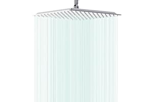 AULEEND Square Shower head, High Flow Stainless Steel Square Rainfall Shower Head, High Pressure Design Even at Low Water Flow (A02 Chrome, 12 Inch)