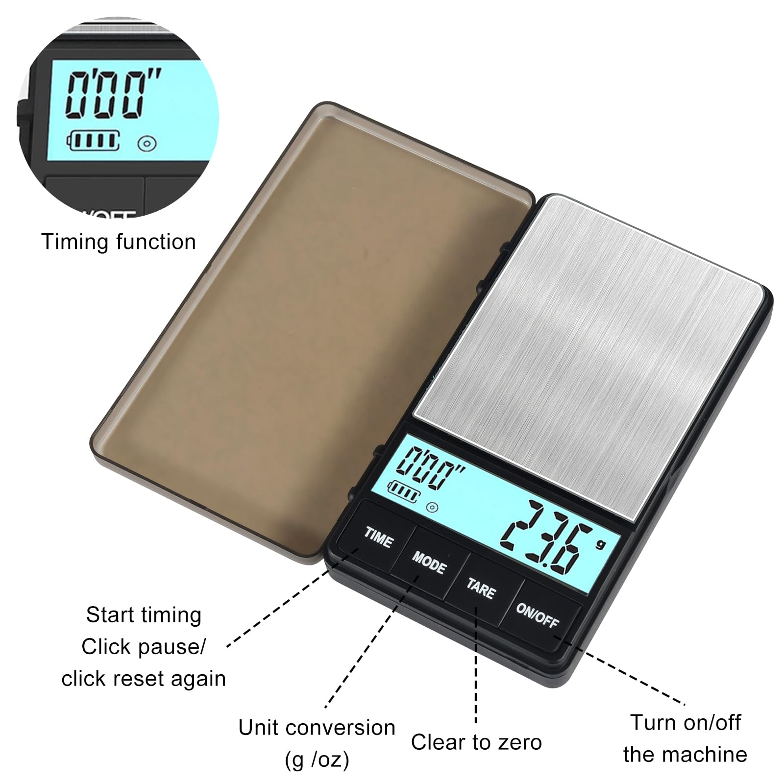 Kaffeewaage mit Timer und elektronische Küchenwaage für Lebensmittel, Kaffee, Schmuck, Medizin 3