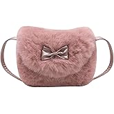 ANKOMINA Little Girls Furry Mini Purse Fashion Faux Fur Fuzzy Crossbody Handbag Shoulder Wallet Bag for Kids Toddlers