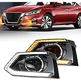 PGTOPONE Switchback White/Amber LED Front Bumper Fog Light DRL Amber Sequential Turn Signal Feature Compatible with Nissan Altima 2019-2022 Replacement Front Bumper Trim