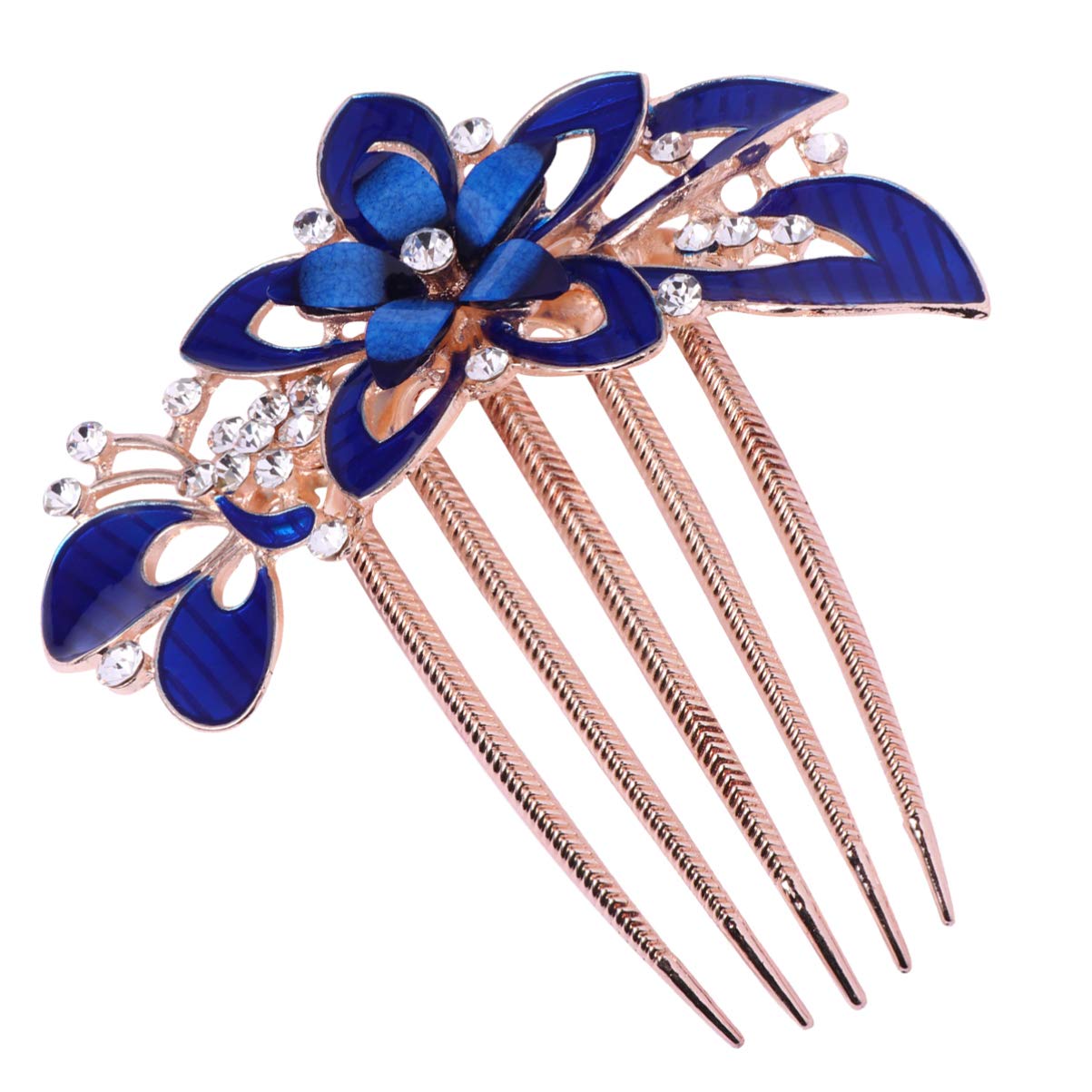 OSALADI Crystal Bride Wedding Hair Comb, Blue Flower Bridal Hair Comb Rhinestone Crystal Clip Bridal Hair Accessories for Women Ladies Wedding