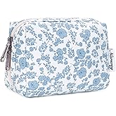 Narwey Small Cute Floral Makeup Bag for Purse Mini Cosmetic Bag Travel Makeup Pouch Zipper Pouch Cute Make up Bags with Compa