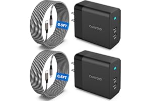 CANIIFOTO 2Port 45W Super Fast Charger Type C, 2Pack 45W USB-C Charger Android Phone Charger Fast Charging for Samsung Galaxy S25 Ultra/S25+/S24/S24 Ultra/S23+/S22/S20/Note10+/Tab S9 with 2X 6.6ft Type C Cord