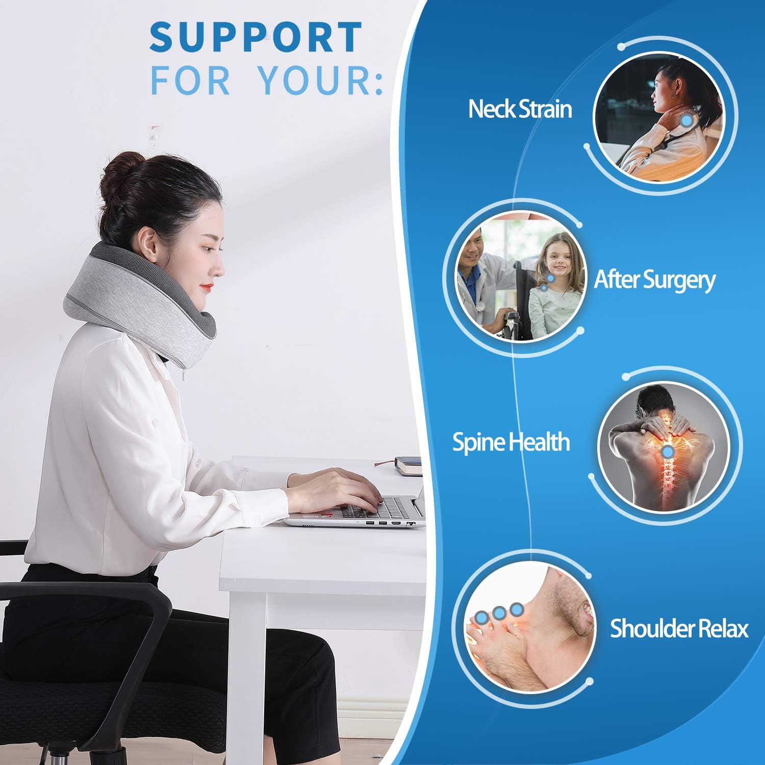 UTOU Travel Pillow 100% Pure Memory Foam Pillow for Airplanes&Car New Ergonomic Design Super Soft Full Neck Chin Support Recliner Best Surround Adjustable Pillow Sleep Gray: Home & Kitchen