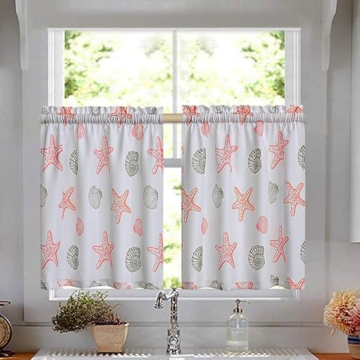 Amazon Com Oremila Tier Curtains For Kitchen Windows Starfish