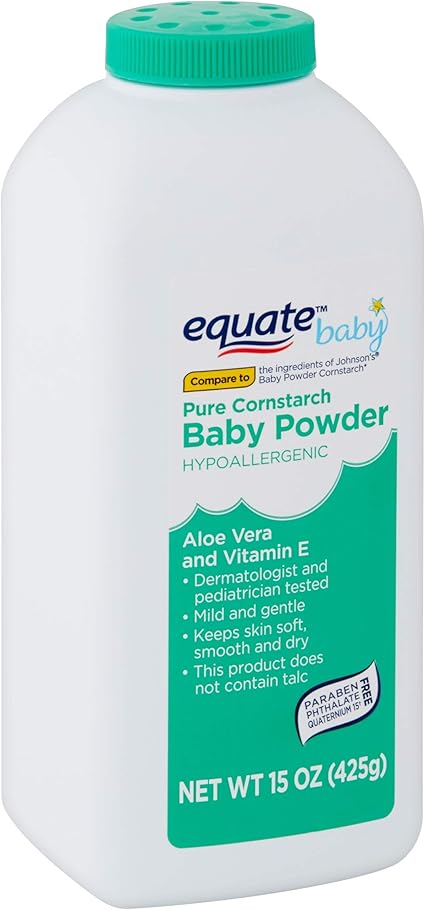 Amazon Com Equate Pure Cornstarch Baby Powder Aloe Vera And Vitamin E 15 Oz 2 Pack Health Personal Care