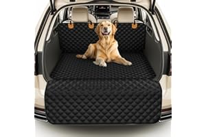 BONTHEE Waterproof SUV Dog Cargo Liner Mat - Heavy Duty Pet Seat Cover for SUV Sedan Van, Non-Slip Back Trunk Protector with Bumper Guard, Large Universal Fit (Black)