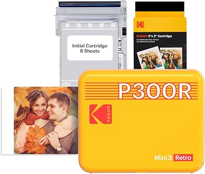 Kodak Mini 3 Retro 3x3 Portable Photo Printer 38 Sheets Bluetooth Yellow