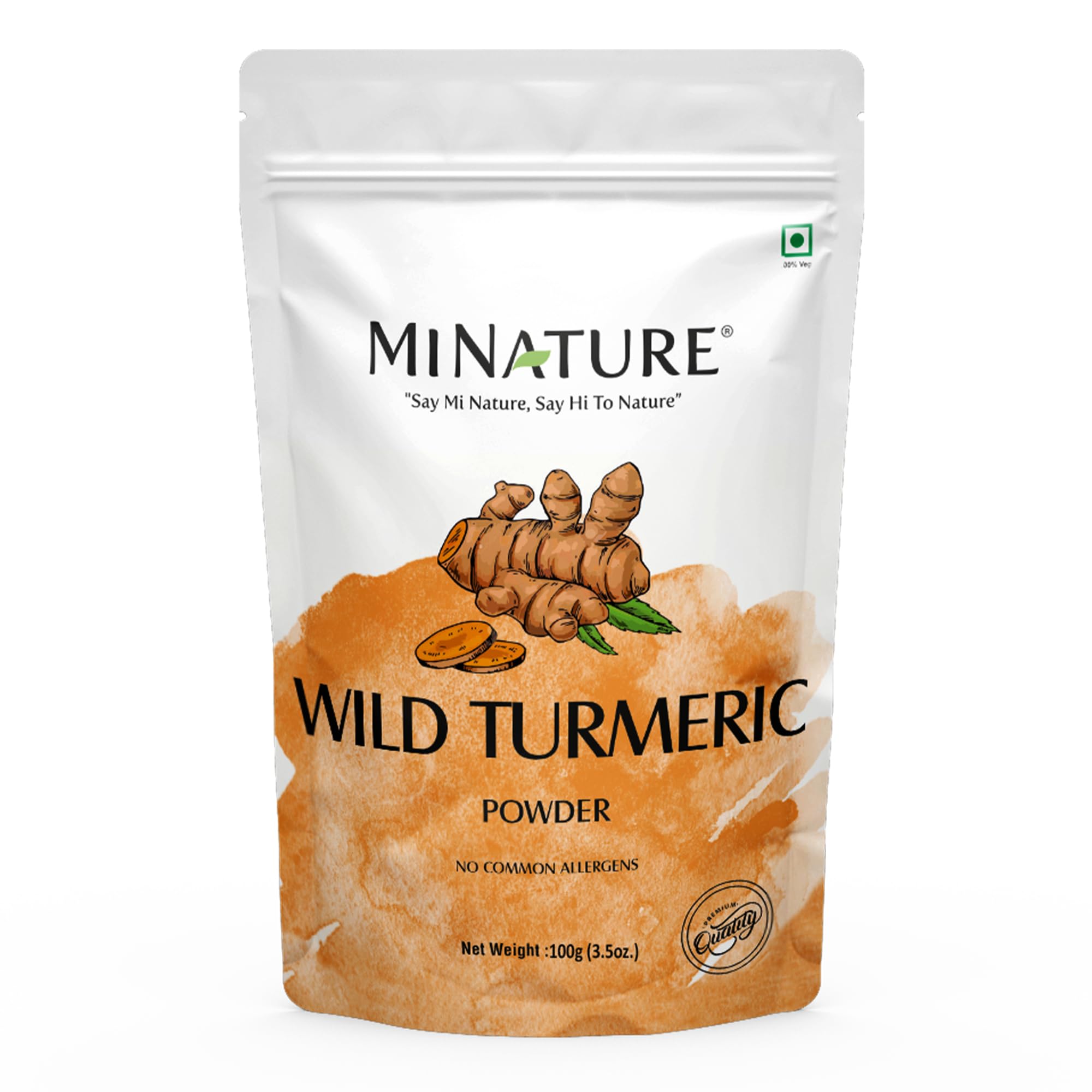 mi nature Wild Turmeric Powder | Kasturi Manjal(Jungli Haldi/Amba haldi) Powder | Dark Spot, Pigmentation,Tan Removal| Naturally refreshed Even Skin | Resaleable Zip Lock Pouch 227g