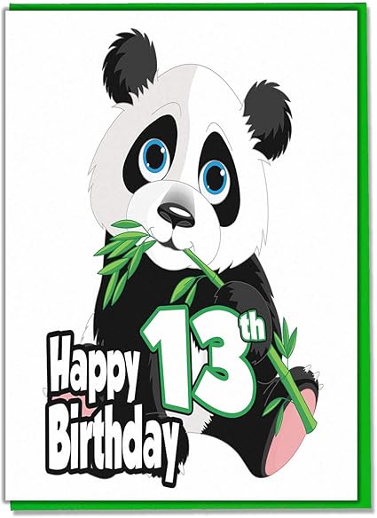 Carte D Anniversaire Pour 13e Anniversaire Panda Adolescent Filles Garcons Fils Petit Fils Fille Petite Fille Amie Amazon Fr Fournitures De Bureau
