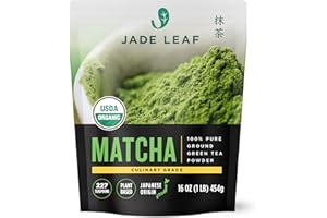 Jade Leaf Matcha Organic Premium Ceremonial Grade Matcha Green Tea Powder - Japanese - Culinary, Ingredient, Ceremonial Barista Teahouse, Latte, Collagen, 16 Ounce (Pack of 1), Culinary
