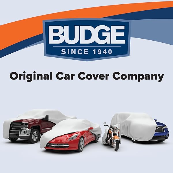 BUDGE LITE CAR COVER, INDOOR PROTECTION, BREATHABLE DUSTPROOF COVER, FITS MID-SIZE SEDANS UP TO 200 INCHES, GRAY, SIZE 3