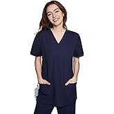 LAMBDA ACADIA Stella Women's Scrub Top – Everyday Scrub Top with Soft Stretch, V-Neck, 2 Pockets, Includes Storage Bag