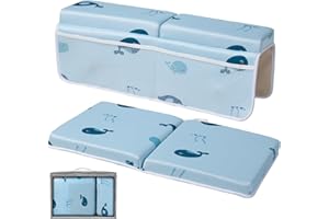 UNIKOO Baby Bath Kneeler and Elbow Rest Pad Set, Comfortable Bath Kneeler Pad with Organizer Pocket, Non-Slip Bathtub Kneeling Pad for Baby/Toddler Bathing, Quick Drying Mat Cushion Painless Memory Foam