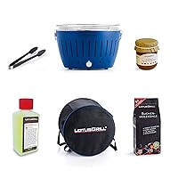  Lotusgrill Lotusgrill blau klein Edelstahl Stahl Kunststoff Balkon Camping Picknick ✔ rund ✔ tragbar rauchfrei ✔ Grillen mit Holzkohle ✔ für den Tisch 