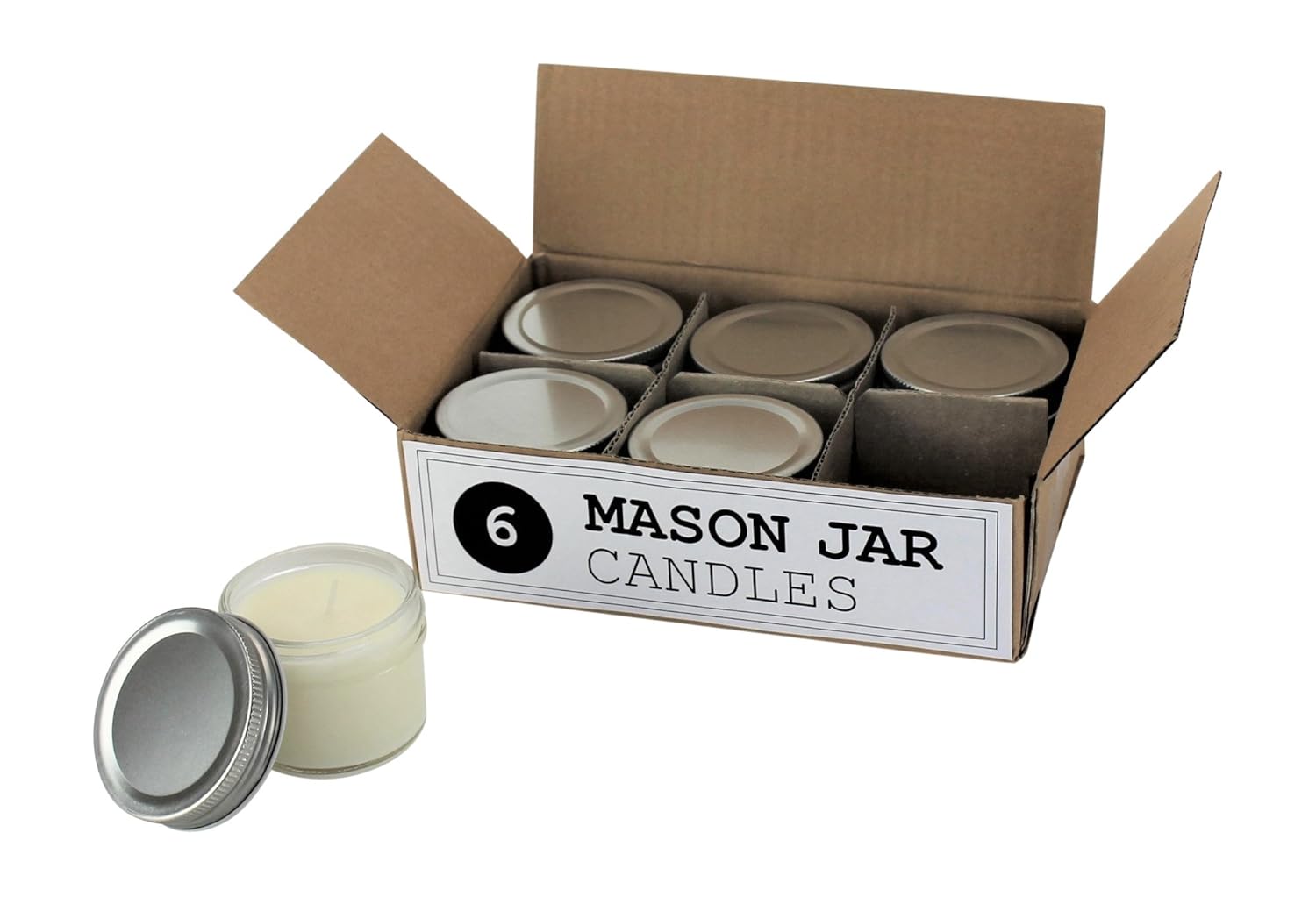 Set of 6 Bulk Mini Mason Jar Candles 4 Ounce Perfect For Weddings