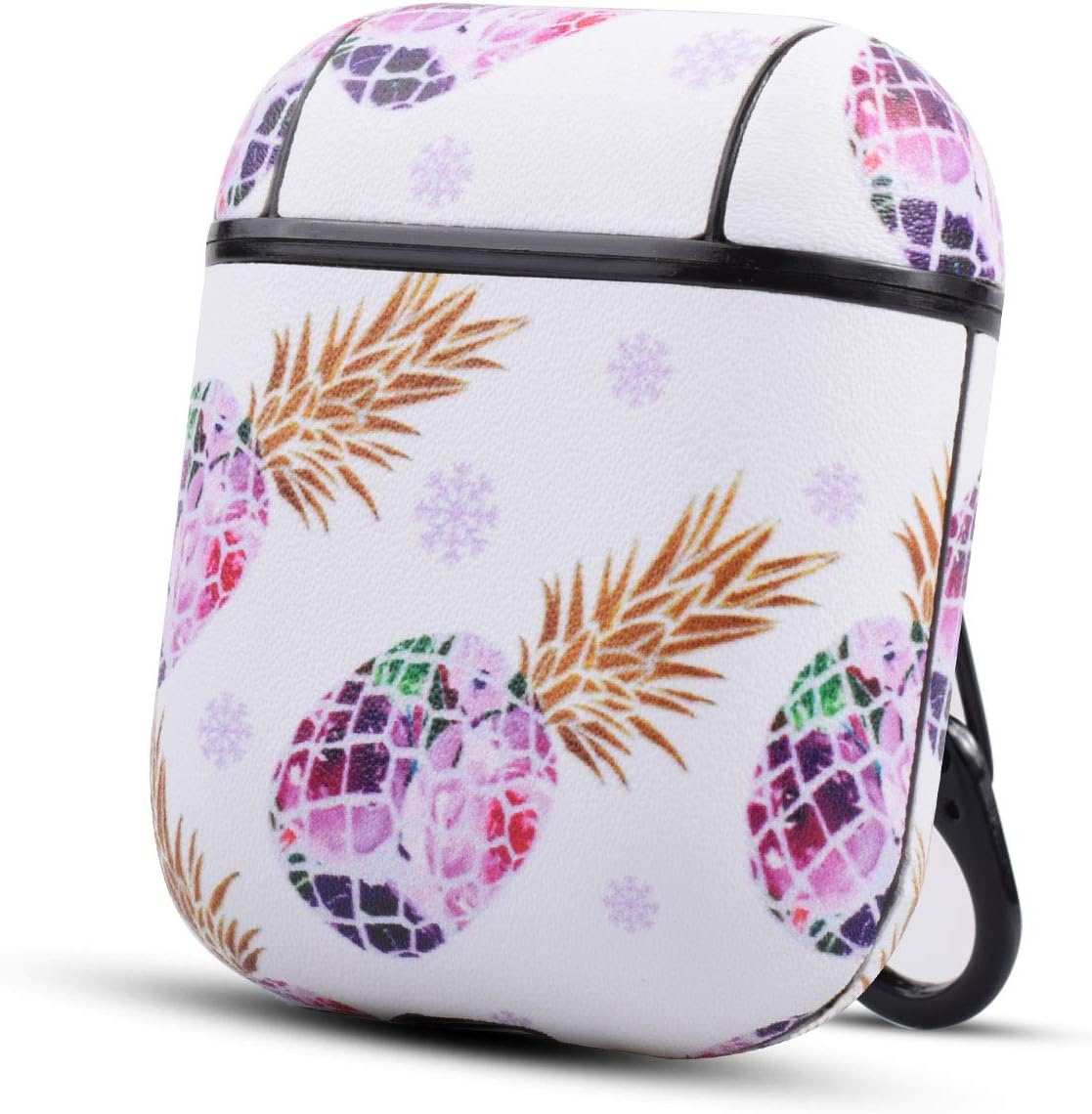 HIDAHE AirPods Case, AirPods 2 Case, AirPods Pineapple Cover Cute Floral Leather AirPod Accessories Skin Kits for Girls Kid Compatiable with Apple AirPods 2nd/1st Charging Case, Purple Pineapple