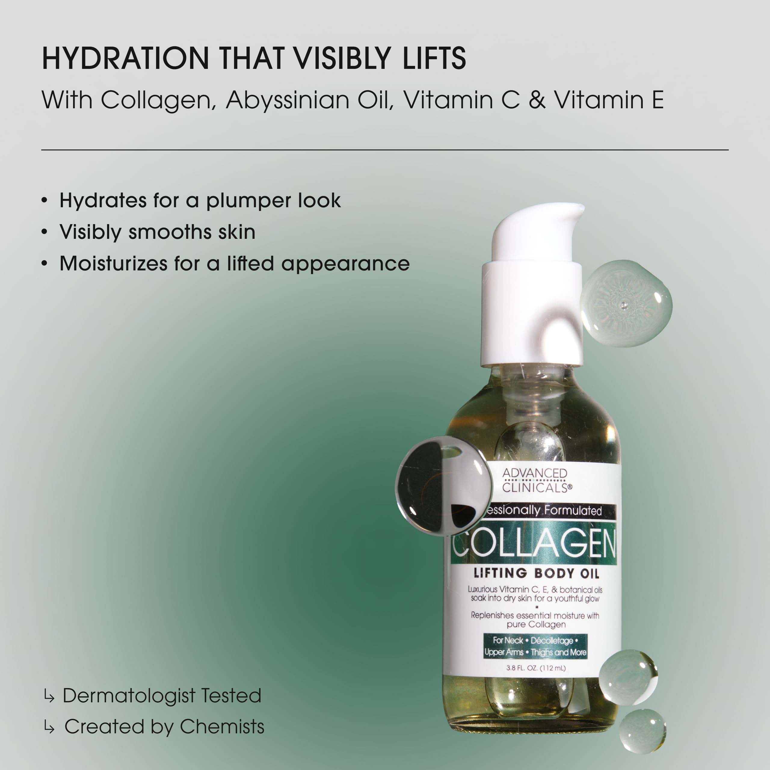 Advanced Clinicals Hydrating Collagen Oil For Body & After Shower | Visible Anti Aging Moisturizing Collagen Body Oil For Women & Men Helps Soften Appearance Of Crepe Skin & Wrinkles, 3.8 Fl Oz