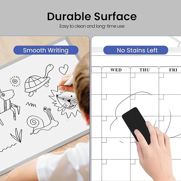 LUMSPAX MONTHLY CALENDAR DRY ERASE BOARD FOR WALL, 17″X13″ DOUBLE-SIDED MAGNETIC CALENDAR WHITE BOARD WITH CORK, SILVER ALUMINUM ALLOY FRAME HANGING SMALL WHITEBOARD FOR OFFICE, HOME, SCHOOL