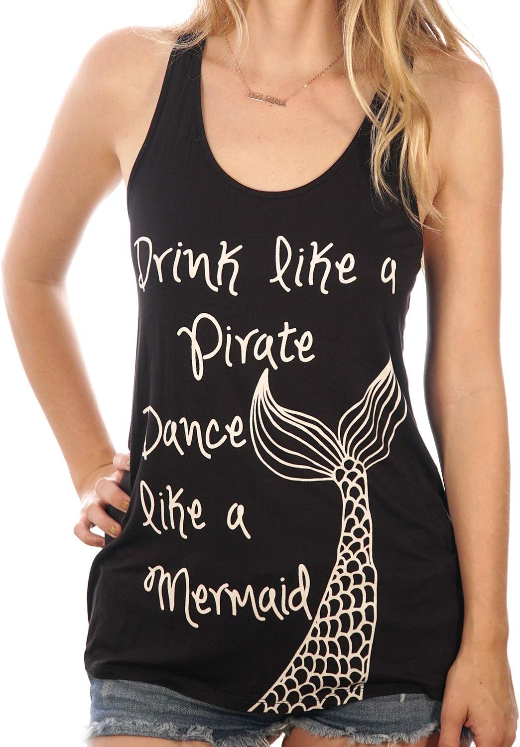 Drink Like A Pirate Dance Like A Mermaid Nautical Summer Womens Top