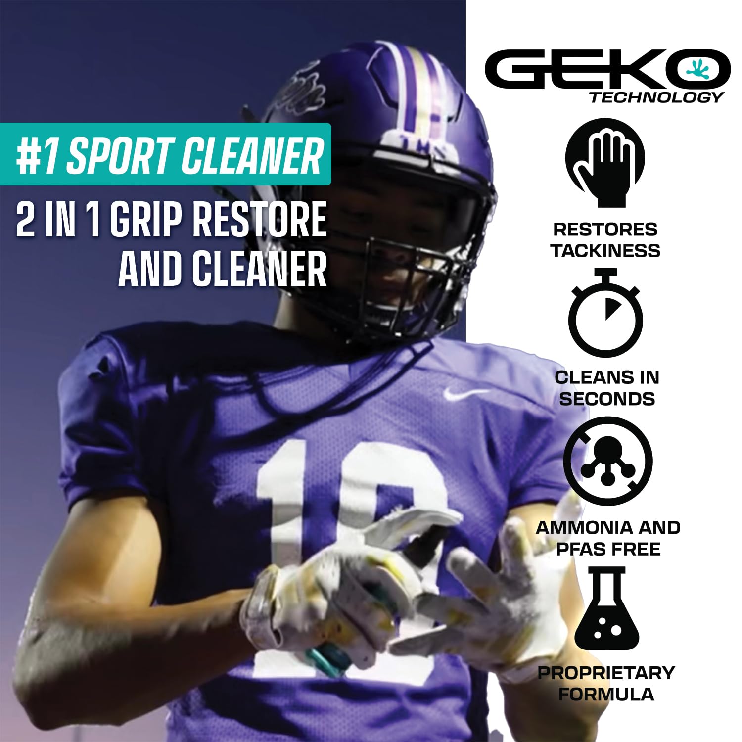 Geko 2-in-1 Grip Restore & Cleaner – #1 Basketball, Golf, Football, Volleyball, and Baseball Grip Spray – Restores Shoe, Grip & Glove Traction, Removes Dirt & Oil, Restores Control & Consistency