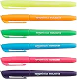 Amazon Basics Chisel Tip, Fluorescent Ink Highlighters, Assorted Colors - Pack of 12