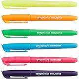 Amazon Basics Chisel Tip, Fluorescent Ink Highlighters, Assorted Colors - Pack of 12