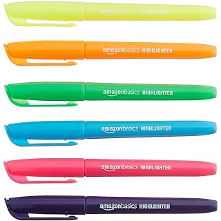 AmazonBasics Highlighter - Chisel Tip, Pack of 12 (Multicolor)
