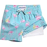 maamgic Boys Swim Trunks with Compression Liner Toddler Stretch Swim Shorts