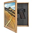 Jingdekiln Hidden Gun Storage Picture Frame Compartment Furniture, Firearm Concealment Shelf Wall Decor, Wooden Pistol Box for Home