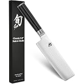 Shun Classic 6.5" Nakiri Knife | Handcrafted Japanese Vegetable Knife, Slicing Tool, VG-MAX Core, Damascus Stainless Steel Cladding, Pakkawood Handle