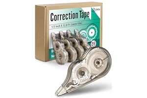 Dynta Correction Tape 28 Pack, White Mistake Out, Transparent Dispenser, 1/5 Inch X 32.8 Ft (5mmx10m), Correction Supplies Ergonomic Design Instant Fixes