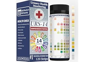 SPEHOMY-TEST URS Urine Reagent Test Strip for 14 Parameters Urinalysis - Self Testing at Home in 60 Seconds for Men and Women PH, SG, Prot, KET, BLO, BIL, CRE, Kidney, Liver, UTI, Keto Diet, Ketosis, and +7 More