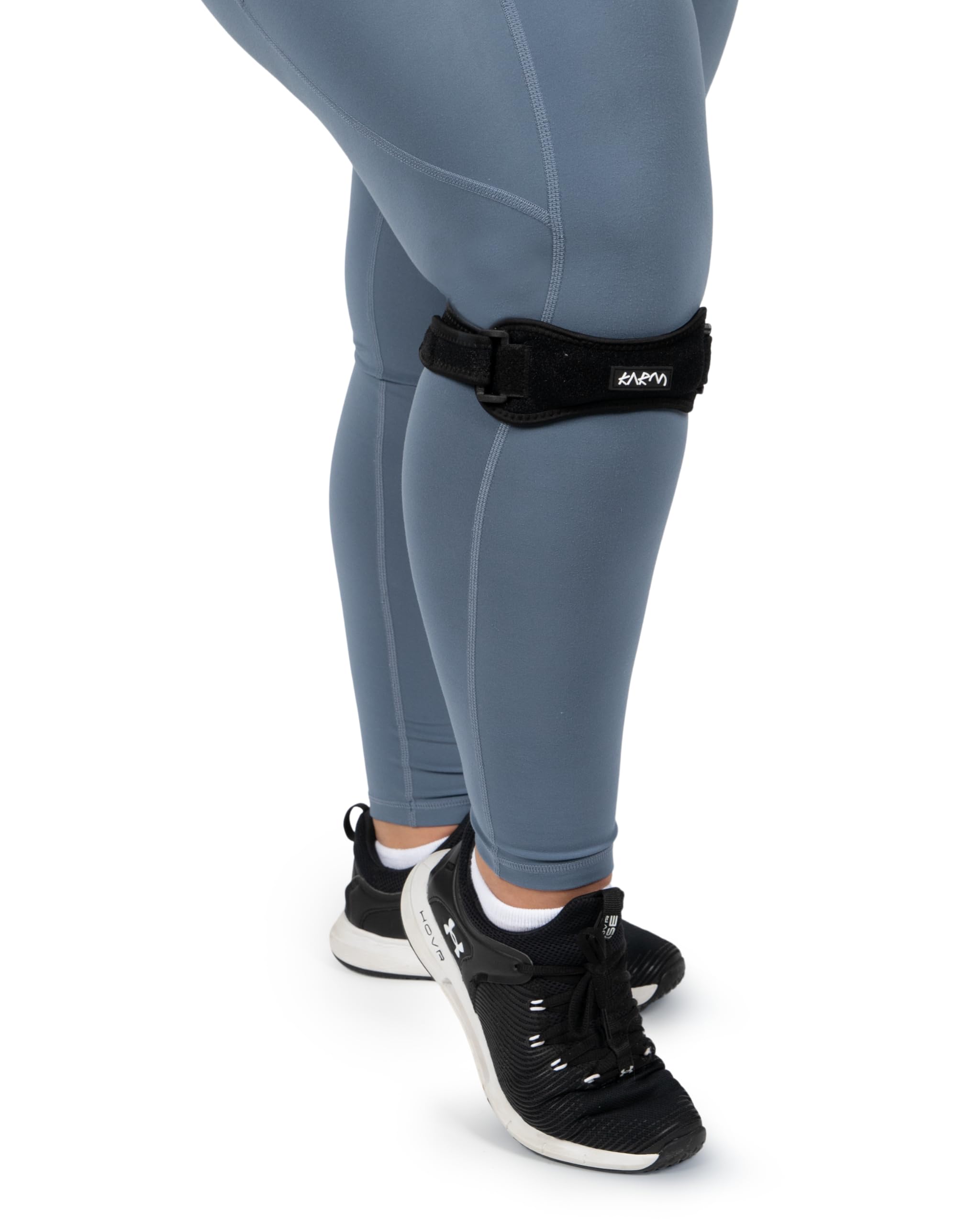 KARM Plus Size Knee Support XXL XXXL 3XL 4XL 5XL 6XL for Obese People - Patella Tendon Knee Strap Brace for Joint Pain, Running, Extra Large Big Legs Women & Men (Plus Size, Black Single)