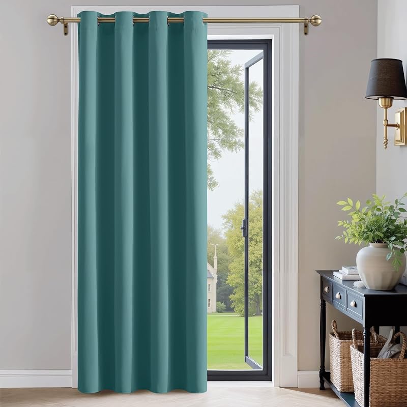 PONY DANCE Blackout Curtain Turquoise Green 132x210 cm Insulated 1 Piece
