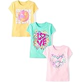 The Children's Place Girls Sports,Trends,Icons Short Sleeve Graphic T-Shirts,3 Pack