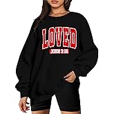 UNIQUEONE Valentines Sweatshirts for Women Love Sweatshirt Love Heart Graphic Pullover Cute Holiday Crewneck Long Sleeve Tops