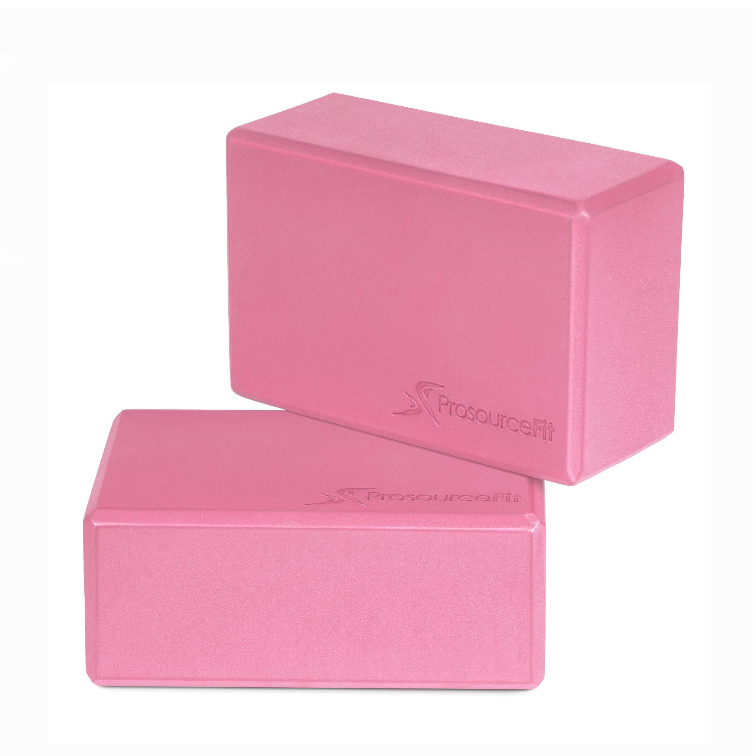 ProsourceFit Foam Yoga Blocks, High Density EVA Yoga Bricks (Set of 2), Pink