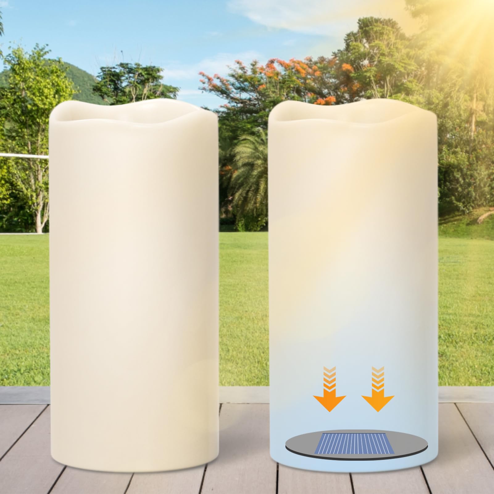 Photo 1 of *ONLY 1* Lasumora Large Solar Powered Candles, Outdoor Rechargeable Flameless Candles, Waterproof LED Light Candles Flickering for Lantern Garden Camping Patio Home Decor Dusk to Dawn 1 PCS 4" x8"
