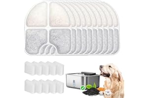 HOETEK 10 Pack Replacement Filters for FEELNEEDY 3Gal/12L Dog Water Dispenser (FN-W13), 5 Month Set for Large Dogs Water Bowl Dispenser, Includes 10 Filters & 10 Sponges