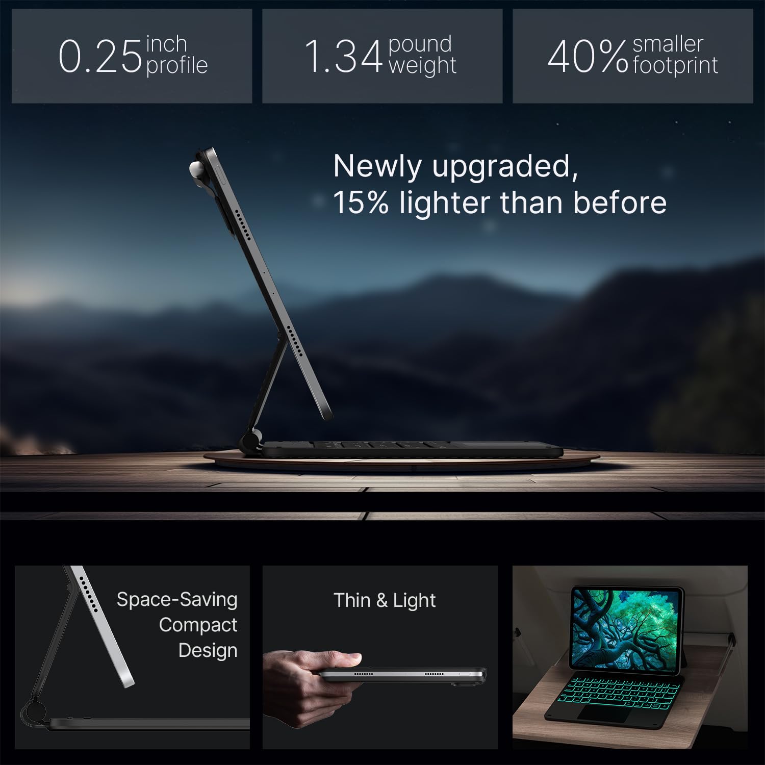 typecase Edge Keyboard Case for iPad Air 11-inch (M3 2025 / M2 2024)& iPad Pro 11 inch (4th/3rd/2nd/1st Gen),Magic Keyboard for Air 5th/4th Gen,Multi-Touch Trackpad, 11 Colors Backlight,Black