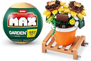 MAX BUILD MORE MAX Premium Garden Pot Plants Building Bricks Collection (up to 233 Pieces, 6 to Collect). (Pot Sunflower, 1 Capsule)