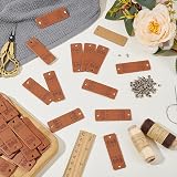 FINGERINSPIRE 48 Handmade PU Leather Labels 5.7x2cm Heart Pattern view 5